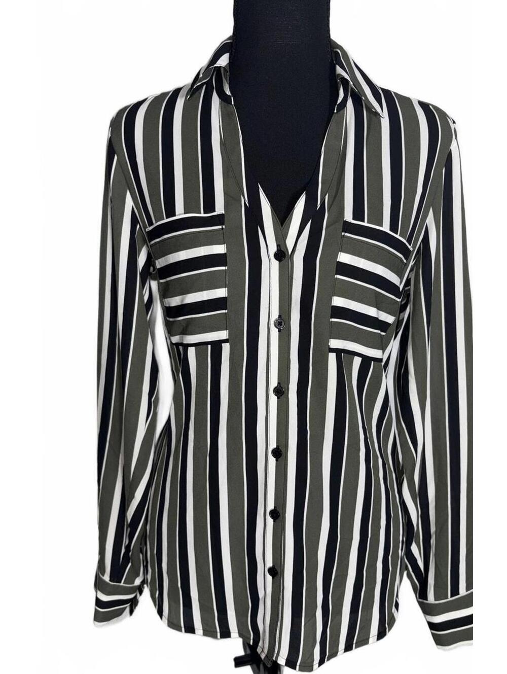 Green and white striped Express blouse Portofino Original Size S. NWOT